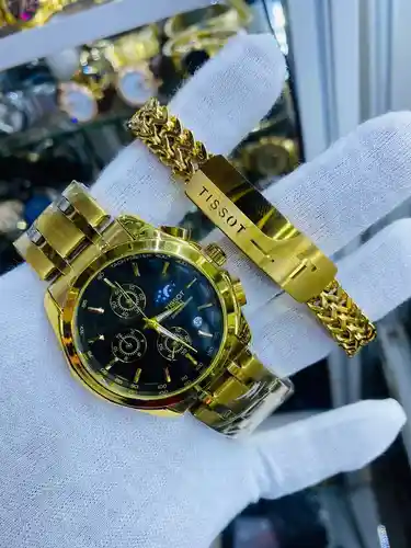 Montre Chronographe Gold Edition avec Bracelet Tressé Premium