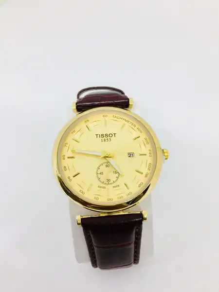 Montre Élégance Gold Classic – Bracelet Cuir Marron