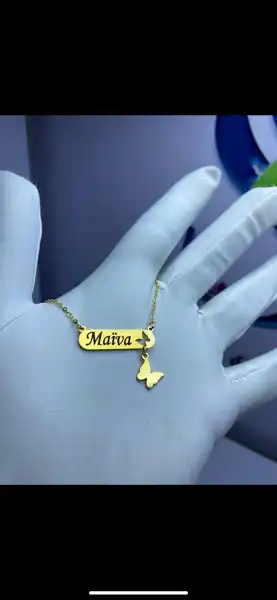 Collier Prénom Barrette Papillon – Personnalisable