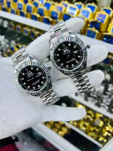 Duo de Montres Prestige Argentées – Cadran Noir Diamant