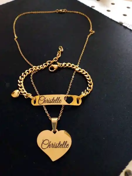 Parure Duo Personnalisée "Amour Éternel" – Collier et Bracelet Gourmette